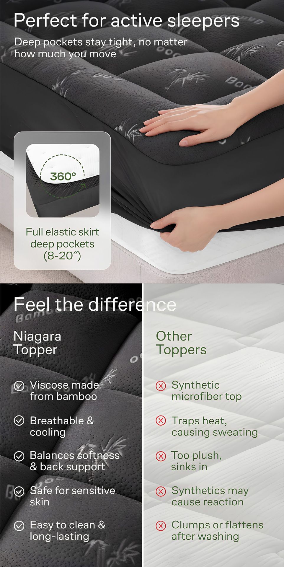 Bamboo mattress topper