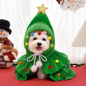 Christmas Tree Pet Costume – Festive Cape with Star for Cats & Kittens