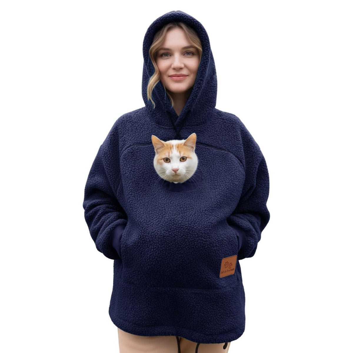 Pet pouch hoodie navy blue