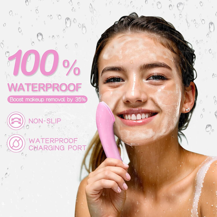 2-in-1 Heated Facial Cleansing Brush — Vibrating Silicone Face Scrubber