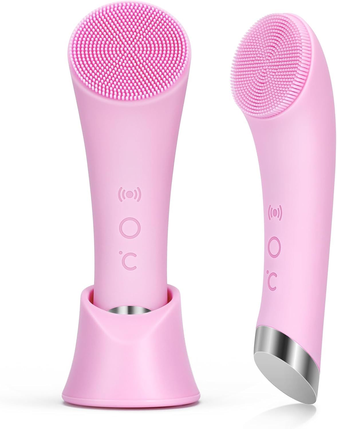 Heated facial cleansing brush