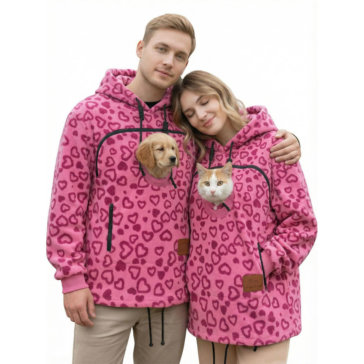 Pet pouch hoodie rose red