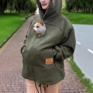CozyPaw Pet Pouch Hoodie – Sherpa Hoodie with Cat Pocket