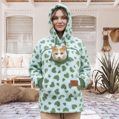 Pet pouch hoodie green love