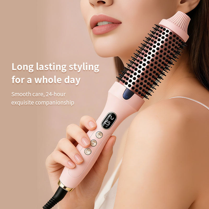 Heated Round Brush — 2-in-1 Ceramic Curling & Straightening Styler