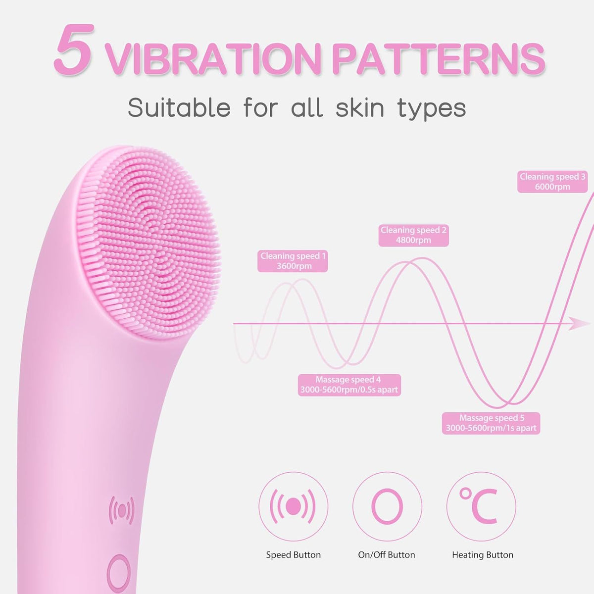 Heated facial cleansing brush