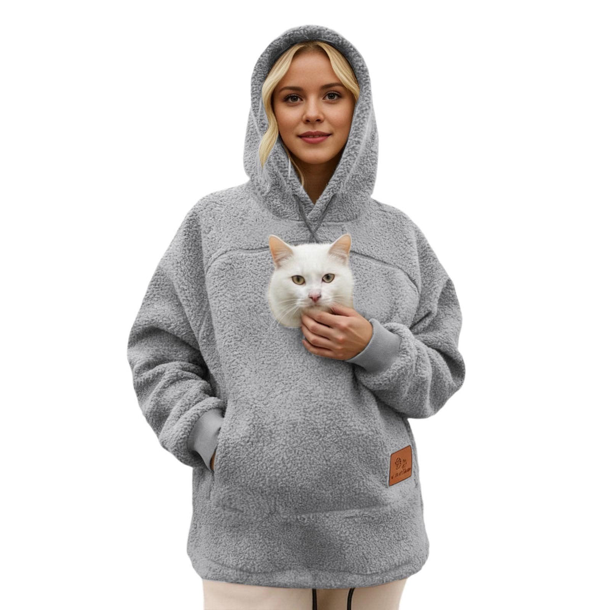 Pet pouch hoodie grey